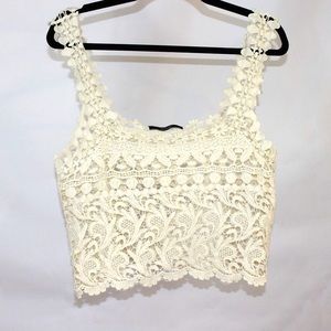 White lace crop top, barely worn!